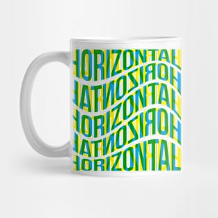 Horizontal Waves Typography (Blue Yellow Green) Mug